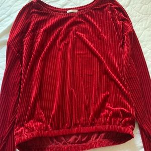 Deep red velvet cropped top